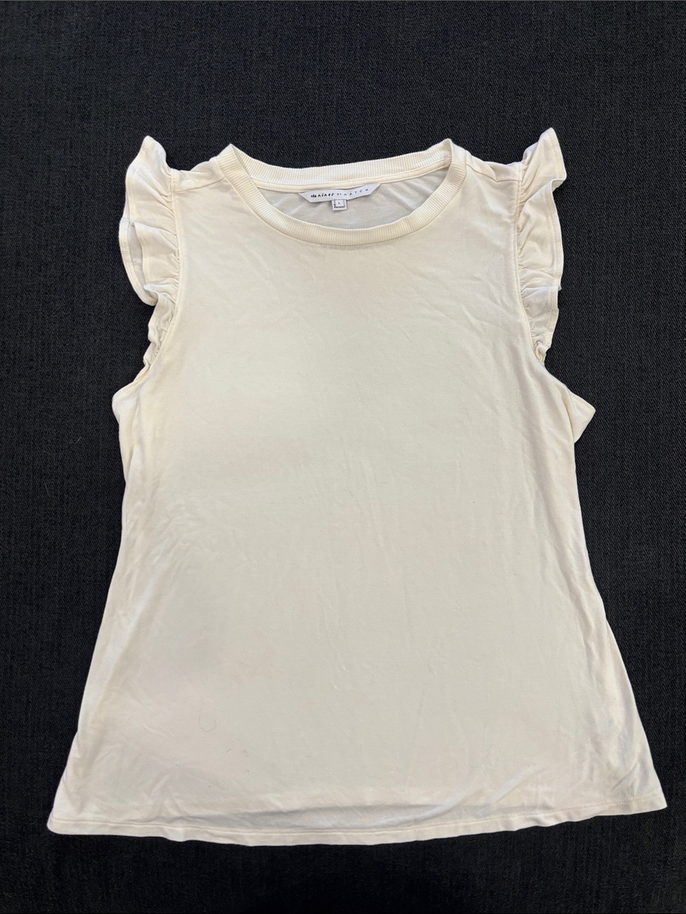 The Nines by HATCH Cream Ruffle-Trim Tank